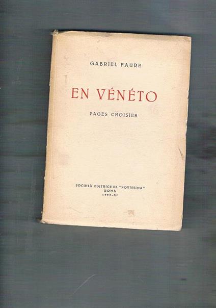 En Vénéto pages choisies - Gabriel Faure - copertina