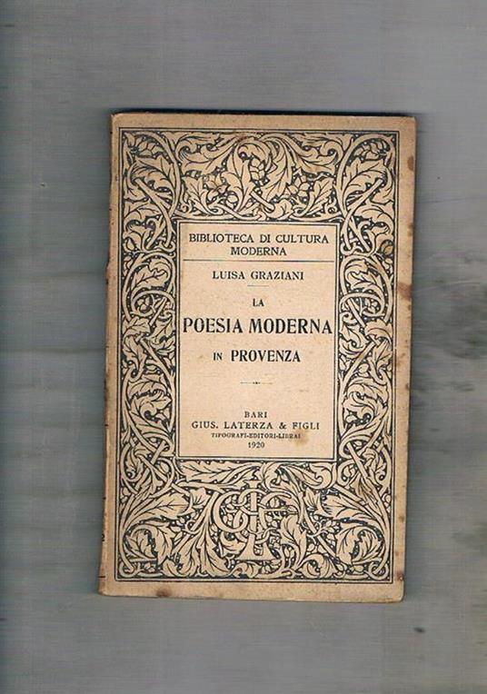 La poesia moderna in Provenza - Luisa Graziani - copertina