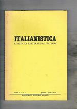 Italianistica rivista di letteratura italiana n° 2 genn-apr. 1976. Un estate barocca per Fiammetta coscienza storico esistenziale e mito nei Mamavoglia Pavese e altri diaristi ecc