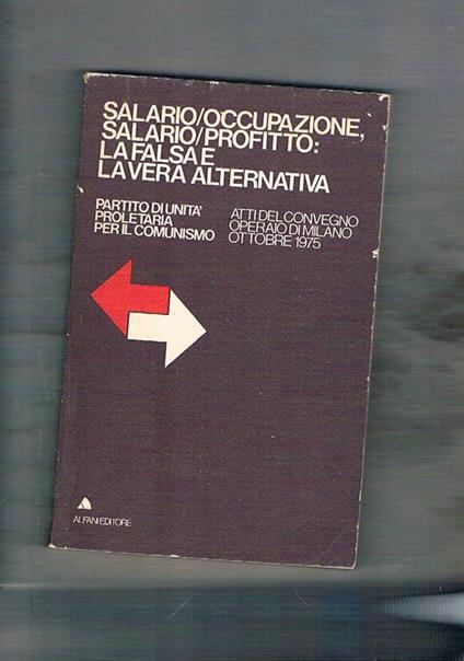 Salario/Occupazione, Salario/Profitto: La falsa e la vera alternativa. Atti del convegno operaio di Milano Ottobre 1975 - copertina