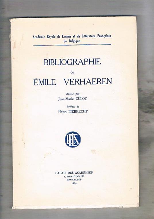 Bibliographie de Emile Verhaeren - Jean M. Culot - copertina