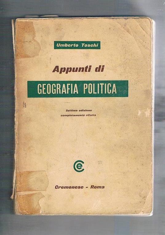 Appunti di geografia politica - Umberto Toschi - copertina