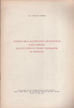 Nozioni circa alcune fonti archivistiche sugli ospedali situati lungo le strade transalpine in Piemonte. Estratto dagli \Atti del I° Convegno Europeo di Storia Ospitaliera\