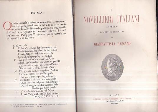 I novellieri italiani in prosa indicati e descritti - Giambattista Passano - copertina