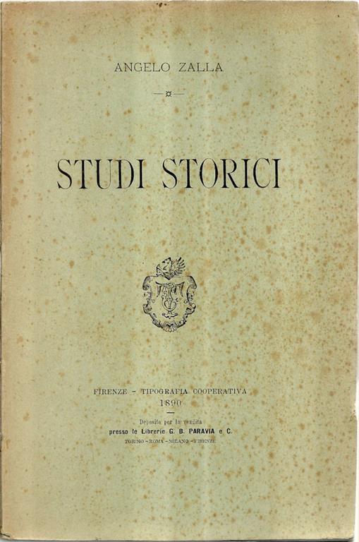 Studi storici - Angelo Zalla - copertina