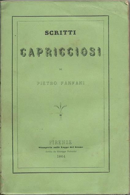 Scritti capricciosi - Pietro Fanfani - copertina