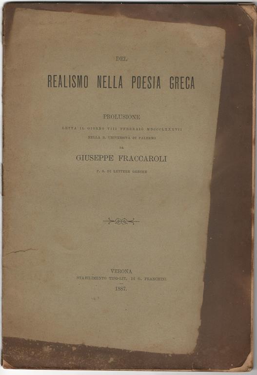 Del realismo nella poesia greca - Giuseppe Fraccaroli - copertina