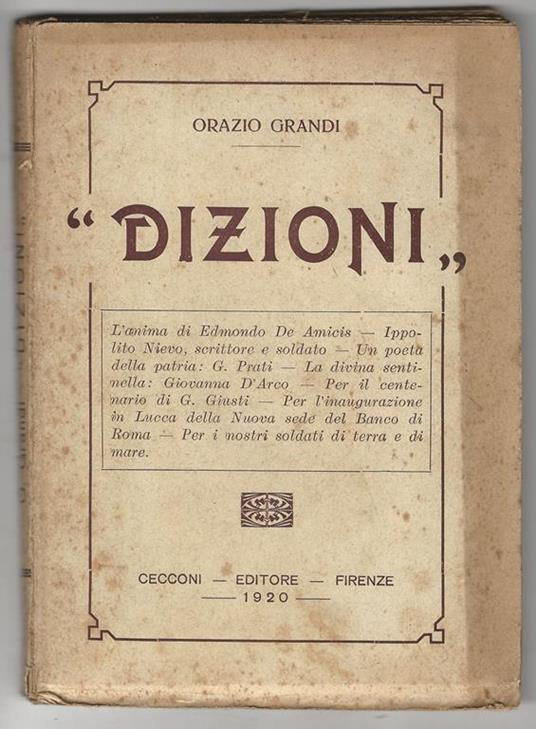 Dizioni - Orazio Grandi - copertina