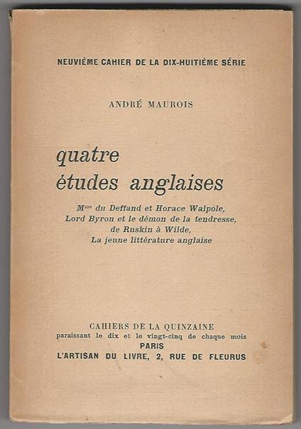 Quatre études anglaises - André Maurois - copertina