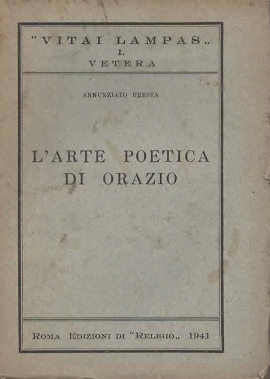 L' arte poetica di Orazio - Annunziato Presta - copertina