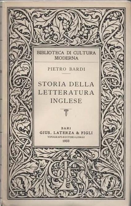 Storia della letteratura inglese - Pietro Bardi - copertina