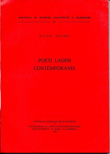 Poeti ladini contemporanei - Walter Belardi - copertina