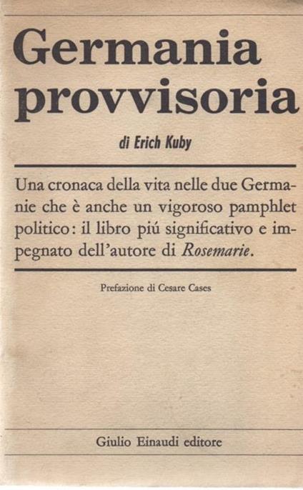 Germania provvisoria - Erich Kuby - copertina