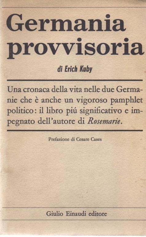 Germania provvisoria - Erich Kuby - copertina