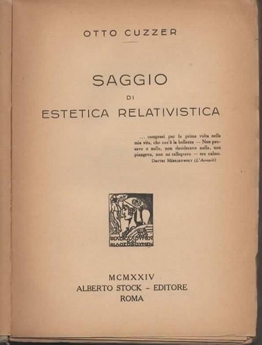 Saggio di estetica relativistica - Otto Cuzzer - 2