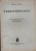 In memoria di Francesco Coletti Estratto dal giornale degli economisti e Annali di Economia Gennaio. Febbraio 1941