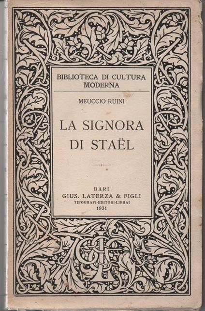 La signora di Stael - Meuccio Ruini - copertina