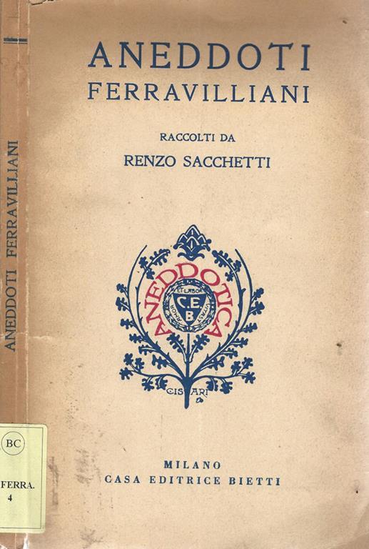 Aneddoti Ferravilliani - Renzo Sacchetti - copertina