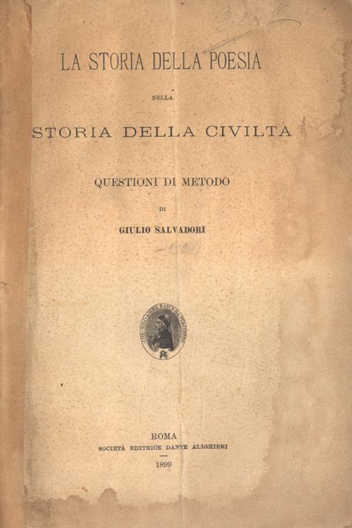 La storia della poesia nella storia della civiltà. Questioni di metodo - Giulio Salvadori - copertina