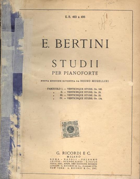 Studi per pianoforte - Enrico Bertini - copertina