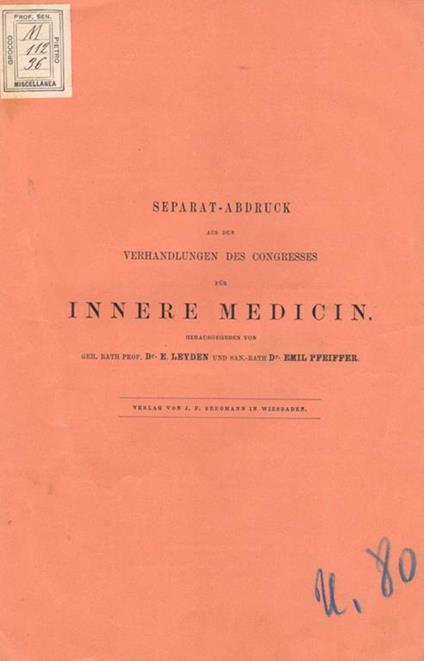 Ueber die behandlung des typhus abdominalis mit blutserum von typhus-reconvalescenten - copertina