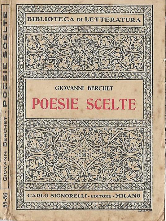 Poesie scelte - Giovanni Berchet - copertina