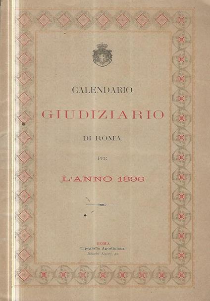 Calendario giudiziario di Roma per l'anno 1896 - copertina