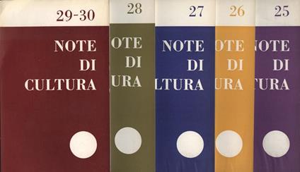 Note di cultura Anno IV n. 25, 26, 27, 28, 29 - 30, 31, 33, 34. Periodico di impegno politico e culturale - copertina