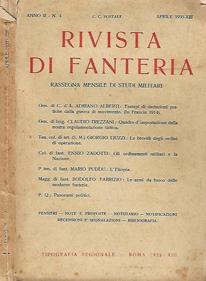 Rivista di Fanteria anno II - n. 4. Rassegna mensile di studi militari - copertina