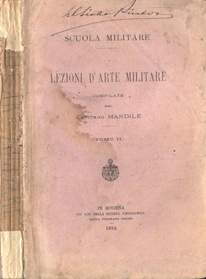 Lezioni d' arte militare Tomo II - Capitano Mandile - copertina