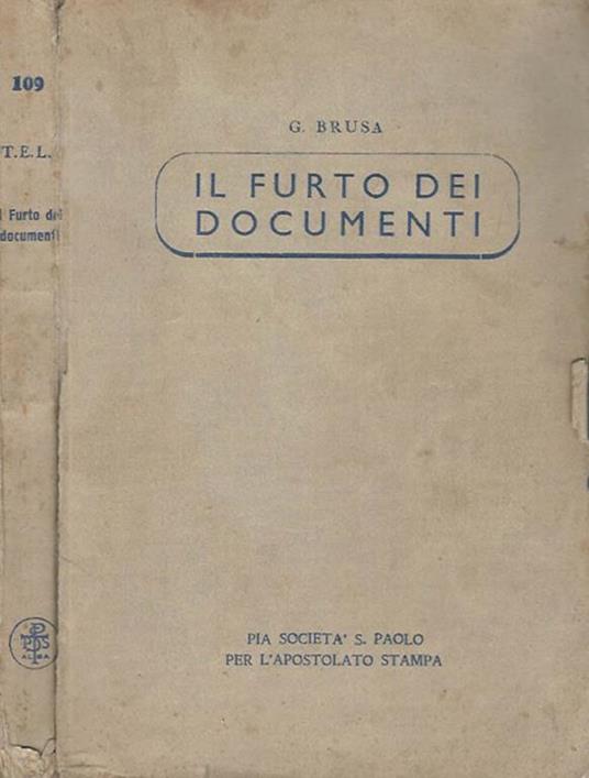 Il furto dei documenti - G. Brusa - copertina