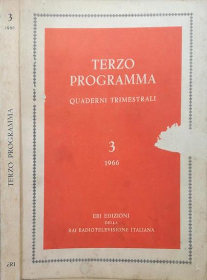 Terzo programma. Quaderni trimestrali, 3, 1966 - copertina