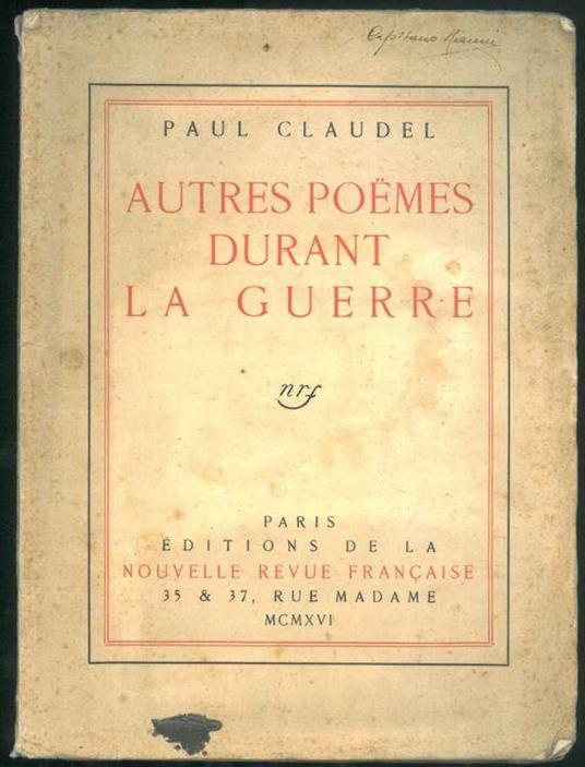 Autres poemes durant la guerre - Paul Claudel - copertina