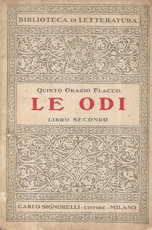 Le Odi Libro Secondo - Q. Flacco Orazio - copertina