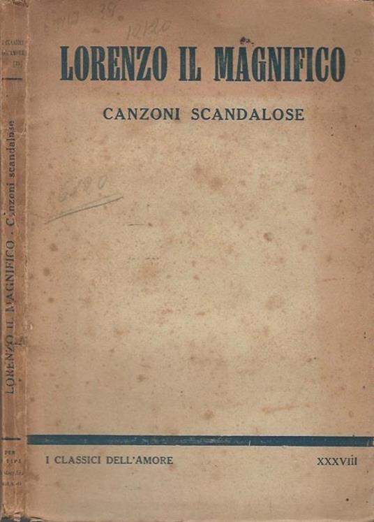 Canzoni scandalose - Lorenzo de' Medici - copertina