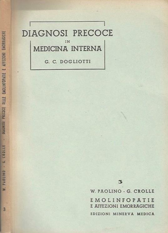 Diagnosi precoce delle emolinfopatie e affezioni emorragiche - W. Paolino - copertina