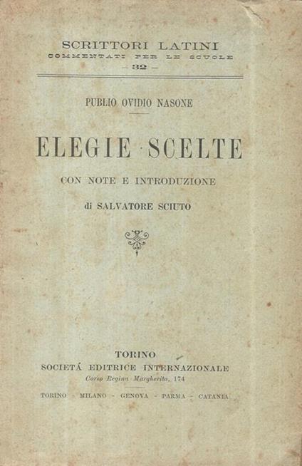 Elegie scelte - P. Nasone Ovidio - copertina