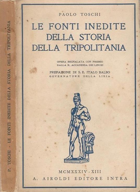 Le fonti inedite della storia della Tripolitania - Paolo Toschi - copertina