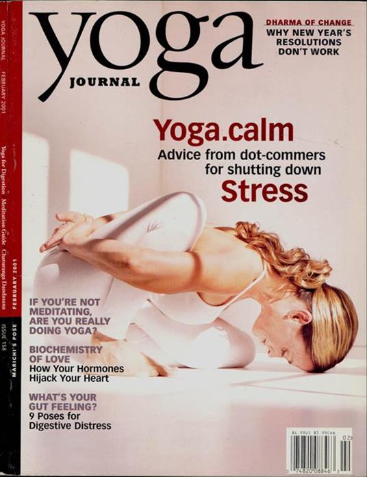 Yoga Journal - n. 158 - Febbraio 2001. Yoga for digestion-Meditation guide-Chaturanga Dandasana - copertina