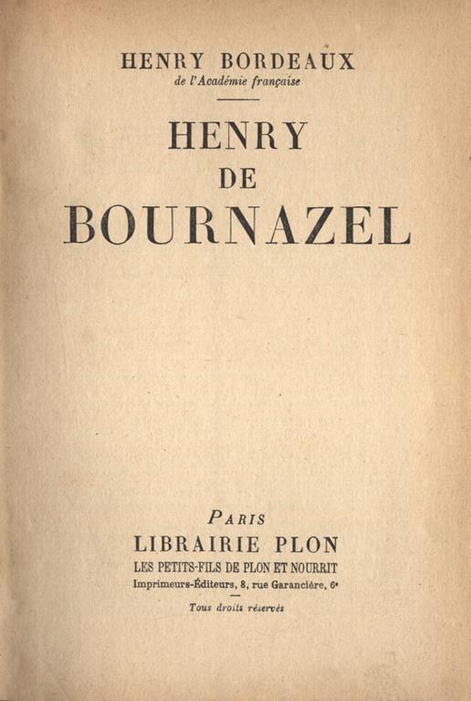 Henry de Bournazel - Henry Bordeaux - copertina