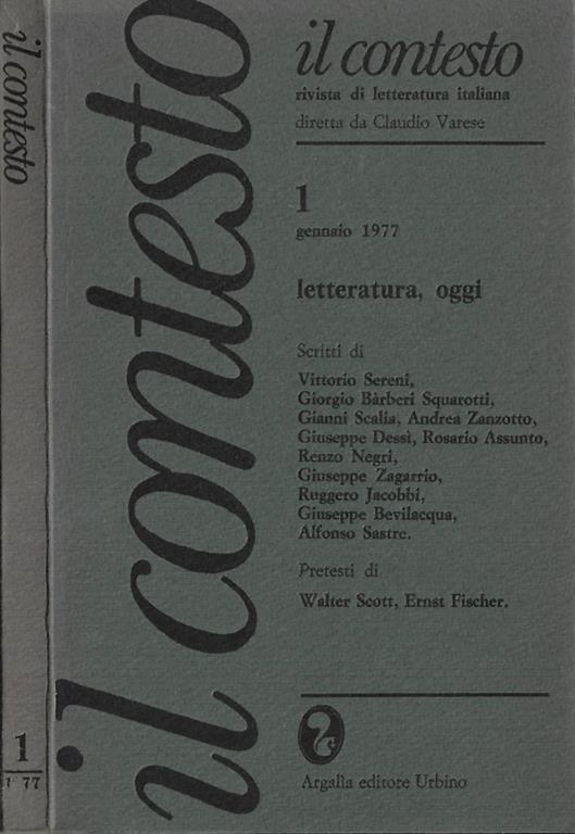 Il Contesto – Anno 1 Gennaio 1977 n.1. Rivista di letteratura italiana - copertina