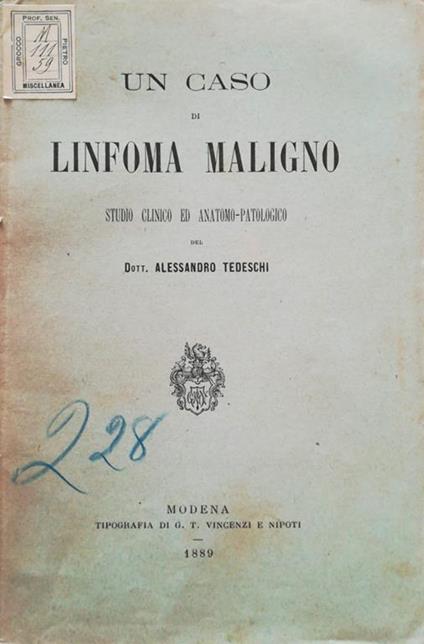 Un caso di linfoma maligno - copertina