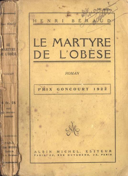 Le martyre de l' obèse - Henri Béraud - copertina