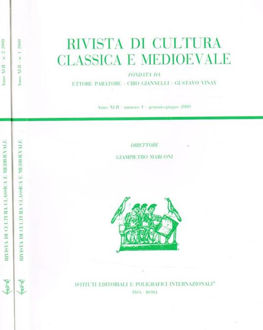 Rivista di cultura classica e medievale anno XLII n.1, 2 - Giampietro Marconi - copertina