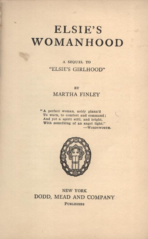 Elsie' s womanhood - Martha Finley - copertina