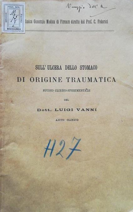 Sull'ulcera dello stomaco di origine traumatica - copertina