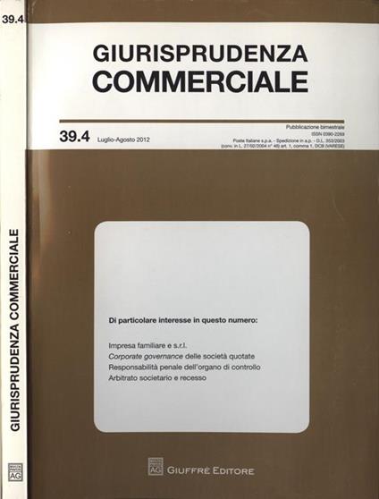 Giurisprudenza commerciale n. 39. 4 - copertina