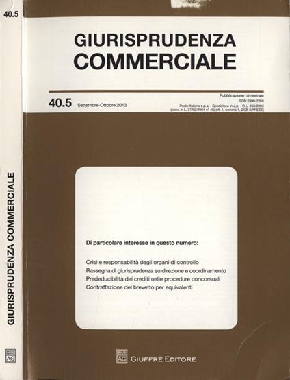 Giurisprudenza commerciale n. 40.5 Settembre - Ottobre 2013 - copertina