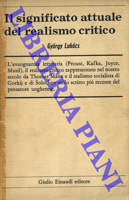 Il significato attuale del realismo critico - György Lukács - copertina