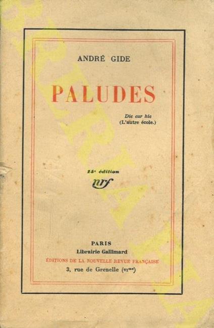 Paludes - André Gide - copertina